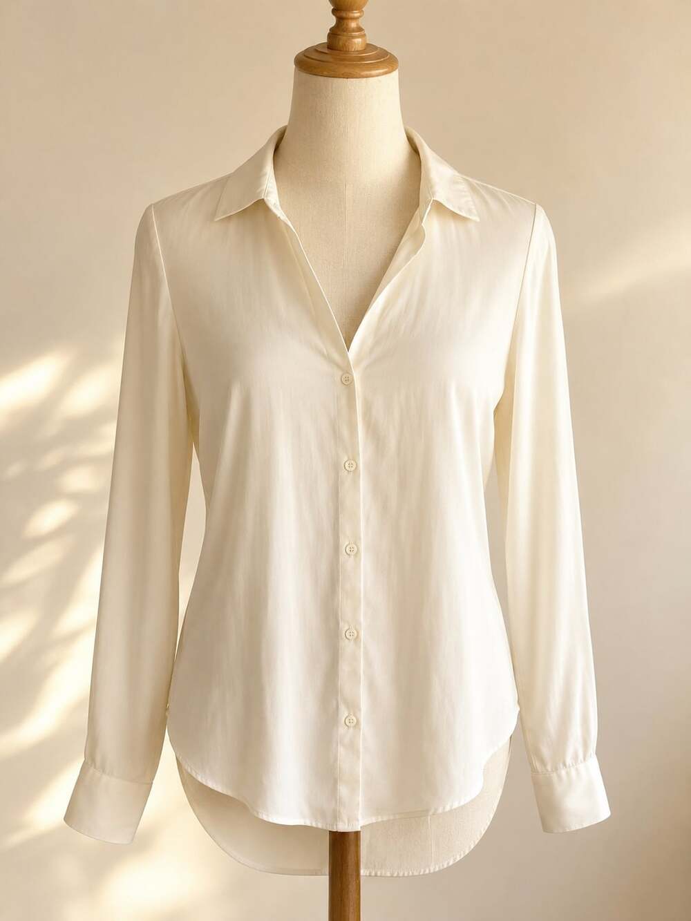 Quince XS Ivory Silk Button Up Blouse Stretch Quiet Luxury Capsule Wardrobe